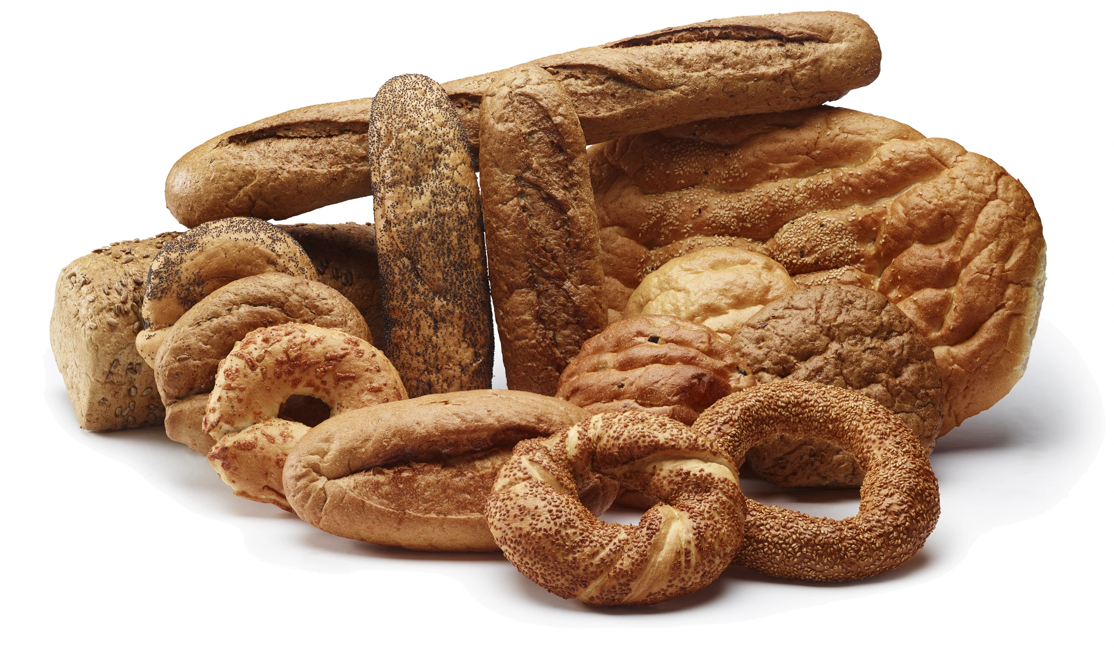 Utvalg av bakevarer fra Nor Bakeri – baguetter, flatbrød, simit og horn